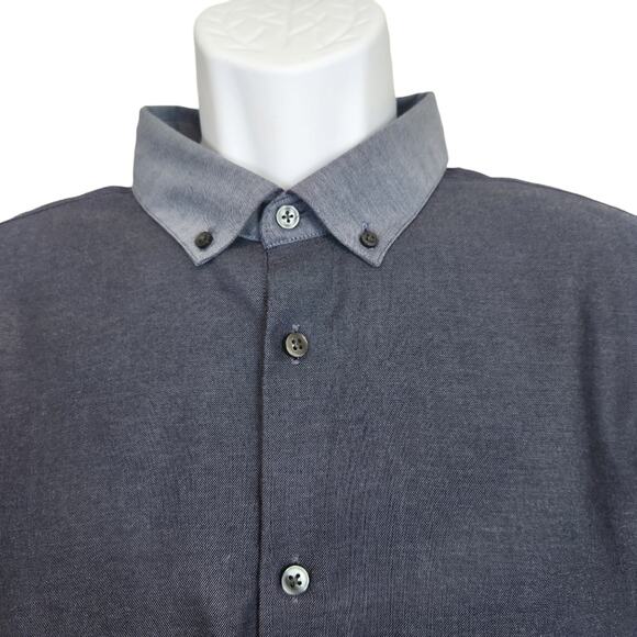 Calvin Klein Dress Shirt Mens 18 Collar Slim Fit Blue Contrast Collar - Picture 2 of 9